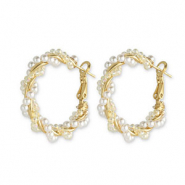 Trendy Ohrringe Perlen Twisted White-gold