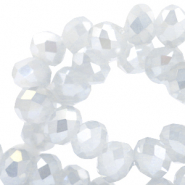 Top Glas Facett Perlen 4x3mm rondellen Light grey-pearl diamond coating