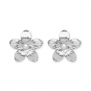 Ohrringe aus Stainless Steel - Rostfreiem Stahl Ohrstecker Blume Silver