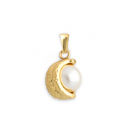 Stainless Steel - Rostfrei Stahl Anhänger mit Imitation perle Gold-white