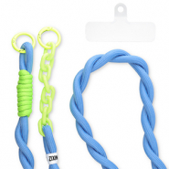 Trendy Segeltau-Handykette inkl. Befestigungs-Patch Blue-green