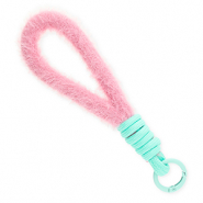 Trendy Segeltau-Handykette Plüsch Pastel pink-turquoise