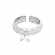 Ringe aus Stainless Steel - Rostfreiem Stahl mit Perlen Silver-white
