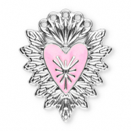 Stainless Steel - Rostfrei Stahl Anhänger Heilige Herz Silver-light pink