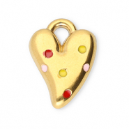 Stainless Steel - Rostfrei Stahl Anhänger Herz Gold-red-yellow