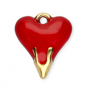 Stainless Steel - Rostfrei Stahl Anhänger Herz Gold-red