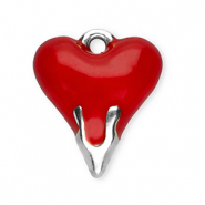 Stainless Steel - Rostfrei Stahl Anhänger Herz Silver-red