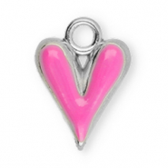 Stainless Steel - Rostfrei Stahl Anhänger Herz Silver-pink