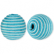 22 mm Acrylperlen mit Wachskordel Light blue-blue