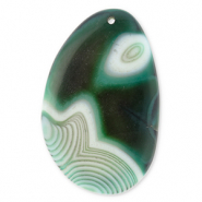 Naturstein Anhänger Achat Oval Multicolour green-black-white