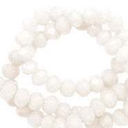 Top Glas Facett Perlen 4x3 mm rondellen Soft white-pearl shine coating