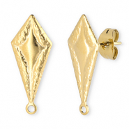 Stainless Steel - Rostfrei Stahl Schmuckzubeh&ouml;r Ohrringe / Ohrstecker Rhombus mit &Ouml;se Gold