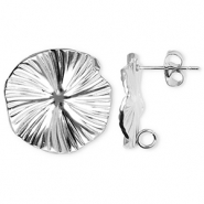 Stainless Steel - Rostfrei Stahl Schmuckzubeh&ouml;r Ohrringe / Ohrstecker Blume mit &Ouml;se Silver