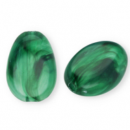Acrylperlen Oval Dark green-marble