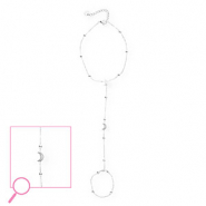 Handketten aus Stainless Steel - Rostfreiem Stahl Mond und Stern Silver-crystal