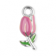 Stainless Steel - Rostfrei Stahl Anhänger Tulpe Silver-purple-green