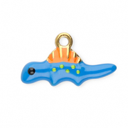 Stainless Steel - Rostfrei Stahl Anhänger Dino Blue-orange-green