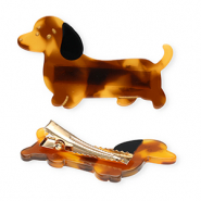 Haarschmuck Hairclip Dackel Brown-black-gold