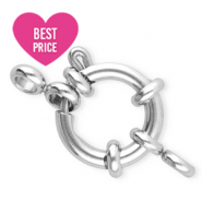 Stainless Steel - Rostfreiem Stahl Schmuckzubeh&ouml;r Rettungsring Verschluss 14mm mit &Ouml;sen Silber