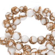 6 mm Naturstein Perlen White-copper brown