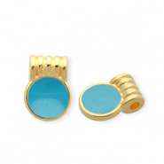 Metall Anh&auml;nger DQ&reg; Rund Goud-petrol blue (nikkelvrij)