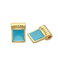 Metall Anh&auml;nger DQ&reg; Viereck Goud-petrol blue (nikkelvrij)