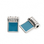 Metall Anh&auml;nger DQ&reg; Viereck Antiek zilver-petrol blue (nikkelvrij)