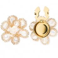 Brass TQ Metall Knopfabdeckung Blume Gold-light pink-crystal