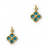 Stainless Steel - Rostfrei Stahl Anhänger Blume Gold-blue
