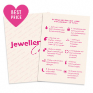 Schmuck Karten "Jewellery care" Deutsch Off white-pink