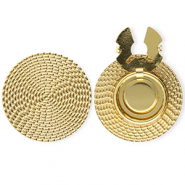 Knopfabdeckung aus Stainless Steel - Rostfreiem Stahl Rund Rattan-Look Gold