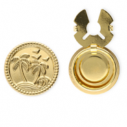 Knopfabdeckung aus Stainless Steel - Rostfreiem Stahl Rund mit Palme Gold