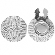 Knopfabdeckung aus Stainless Steel - Rostfreiem Stahl Rund Rattan-Look Silver