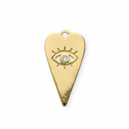 Brass TQ Metall Anh&auml;nger Herz Auge der Vorsehung Strass Gold
