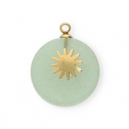 Stainless Steel - Rostfrei Stahl Anhänger Sun Gold-green ash