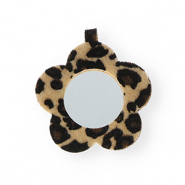 Statement-Anh&auml;nger Spiegel Blume mit Leopard-Print Beige-dark brown-black