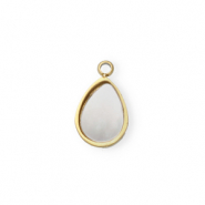 Stainless Steel - Rostfrei Stahl Anh&auml;nger Muschel Tropfenform Gold-white (Naturliche Farbe)