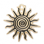 Metall Anh&auml;nger Sonne mit Spirale Gold-black