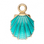 Metall Anh&auml;nger Muschel Gold-teal green