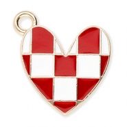 Metall Anh&auml;nger Herz mit W&uuml;rfel Gold-red-white