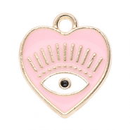 Metall Anh&auml;nger Herz Auge der Vorsehung Gold-light pink-white