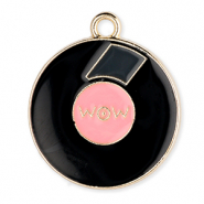Metall Anh&auml;nger LP "Wow" Gold-black-pink