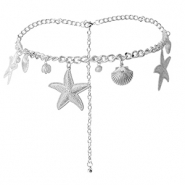 Bauchkettchen Meeresleben mit Imitation Perlen Silver-white