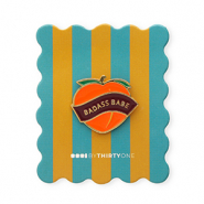 BY31&reg; Anstecker "Badass babe" auf Zierkarte Teal blue-burnt orange-salmon pink-bordeaux-gold