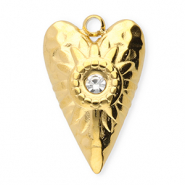 Stainless Steel - Rostfrei Stahl Anh&auml;nger Herz Gold-transparent