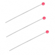 BY31&reg; Stainless Steel - Rostfrei Stahl Schmuckzubeh&ouml;r Nietstifte mit Kugel 35 mm Silver-magenta pink