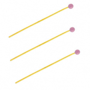 BY31&reg; Stainless Steel - Rostfrei Stahl Schmuckzubeh&ouml;r Nietstifte mit Kugel 35 mm Gold-lavender purple
