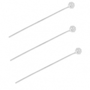 BY31&reg; Stainless Steel - Rostfrei Stahl Schmuckzubeh&ouml;r Nietstifte mit Kugel 35 mm Silver