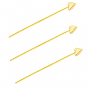 BY31&reg; Stainless Steel - Rostfrei Stahl Schmuckzubeh&ouml;r Nietstifte mit Herz 35 mm Gold