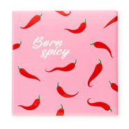 BY31® Deko-Fliese mit Spruch "Born spicy" Pink-red-green-white